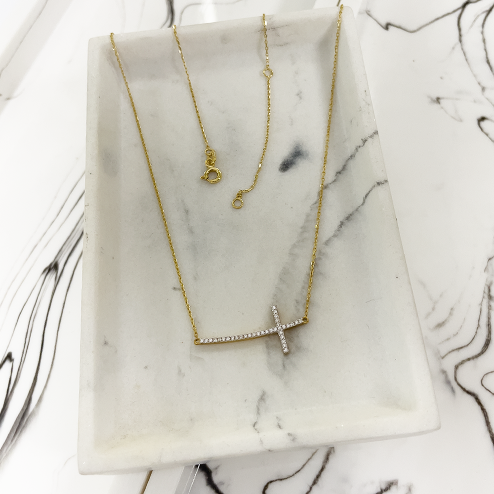 Kreuz Anhhänger mit Halskette aus 585/ 14 Karat Gold
