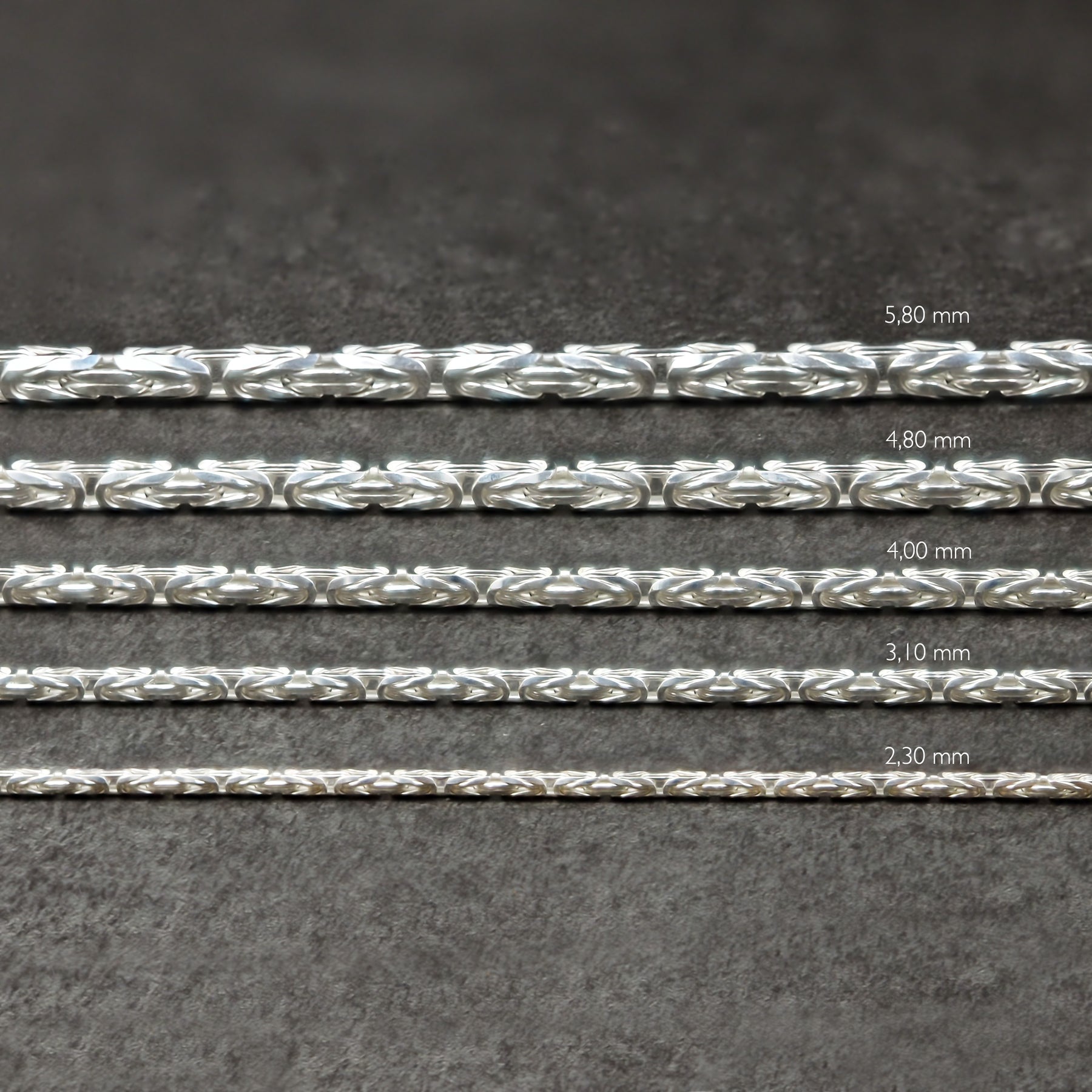 Facettierte Königskette 4 mm - massiv in 925 Sterling Silber