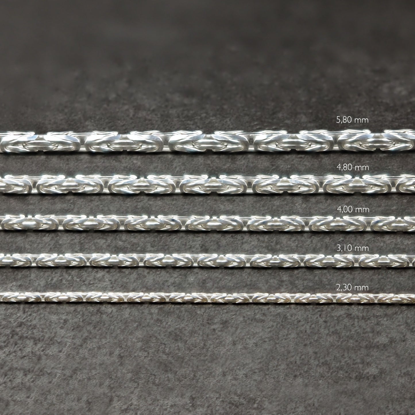Facettierte Königsketten - Halskette 4,8 mm aus Massivem 925 Sterling Silber