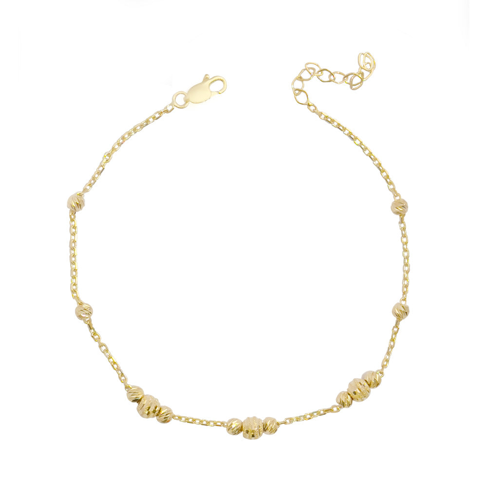 Produktbild mit weisem hintergrund mit glitzerkugel in gold mit einer verlängerungskette