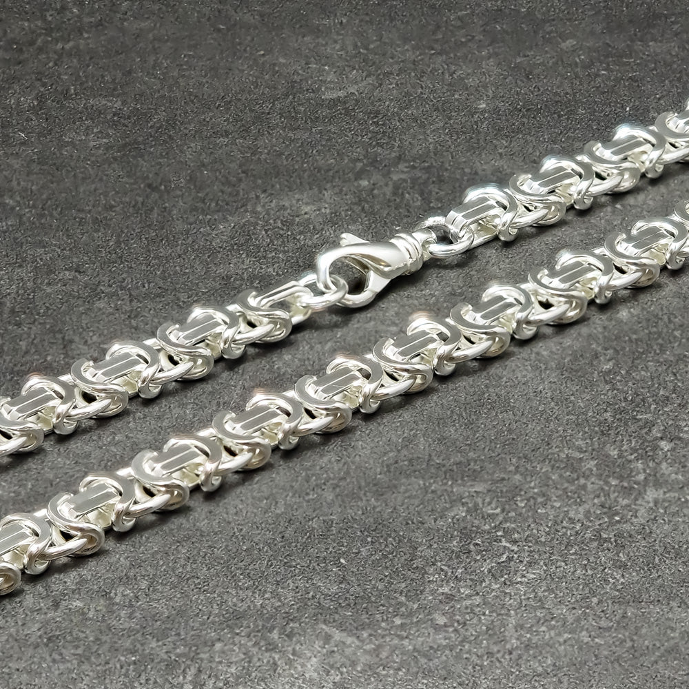 Flache Königskette Etruska 7mm 925 Sterling Silber