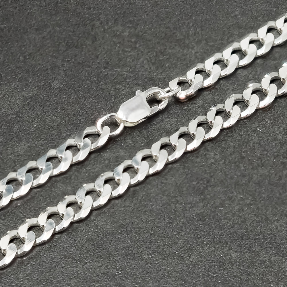 Panzerkette 8 mm Flach 925 Sterling Silber ERHA370122
