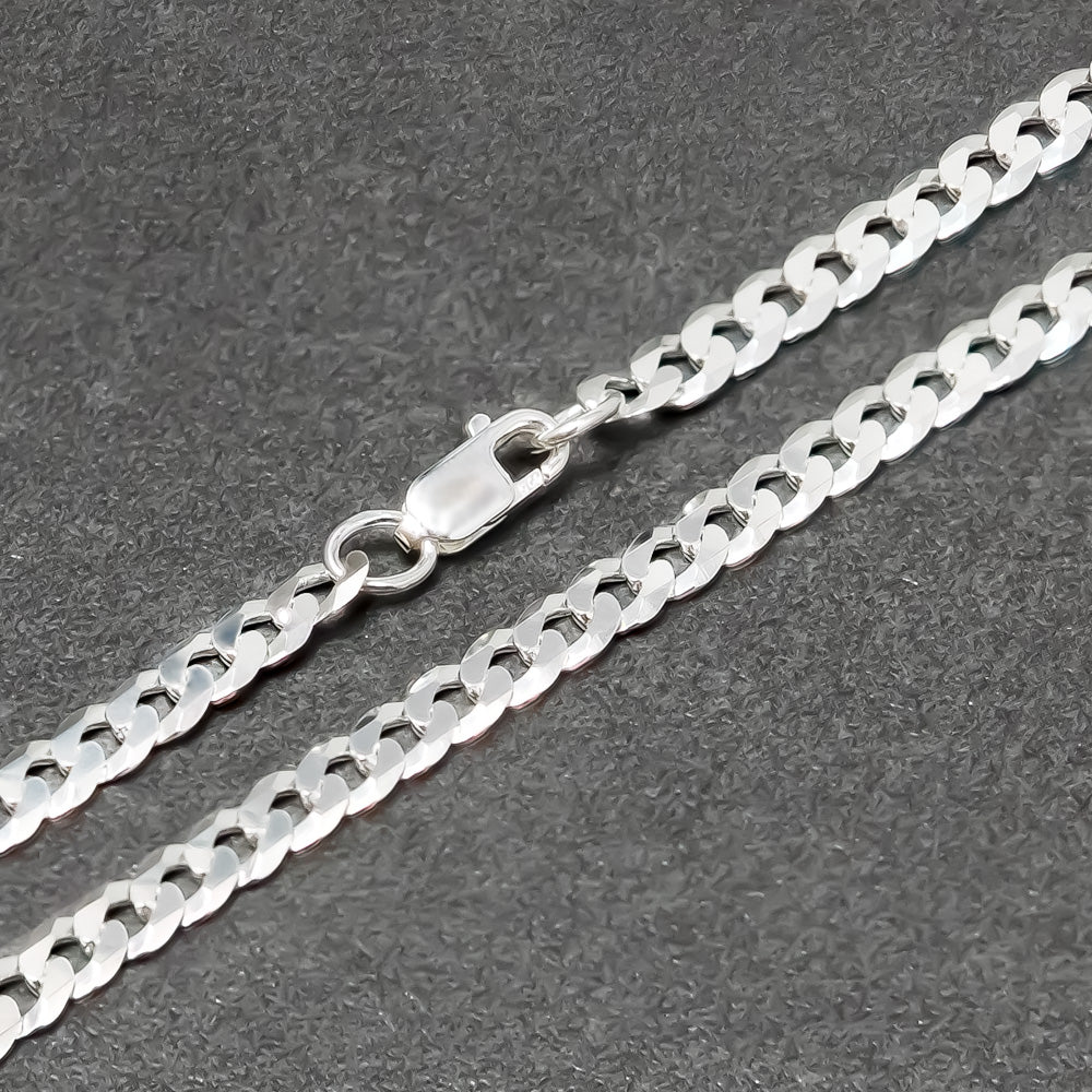 Panzerkette 6,7 mm Flach 925 Sterling Silber ERHA370117