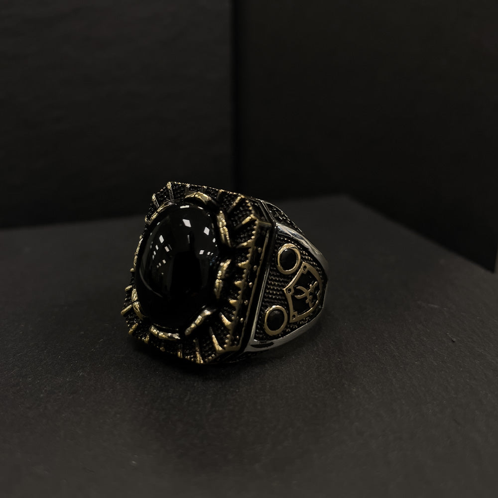 Herrenring, Image Bild, vergoldet, sülfikar, Schwert Ring, Herrenschmuck, schwarzer Ring
