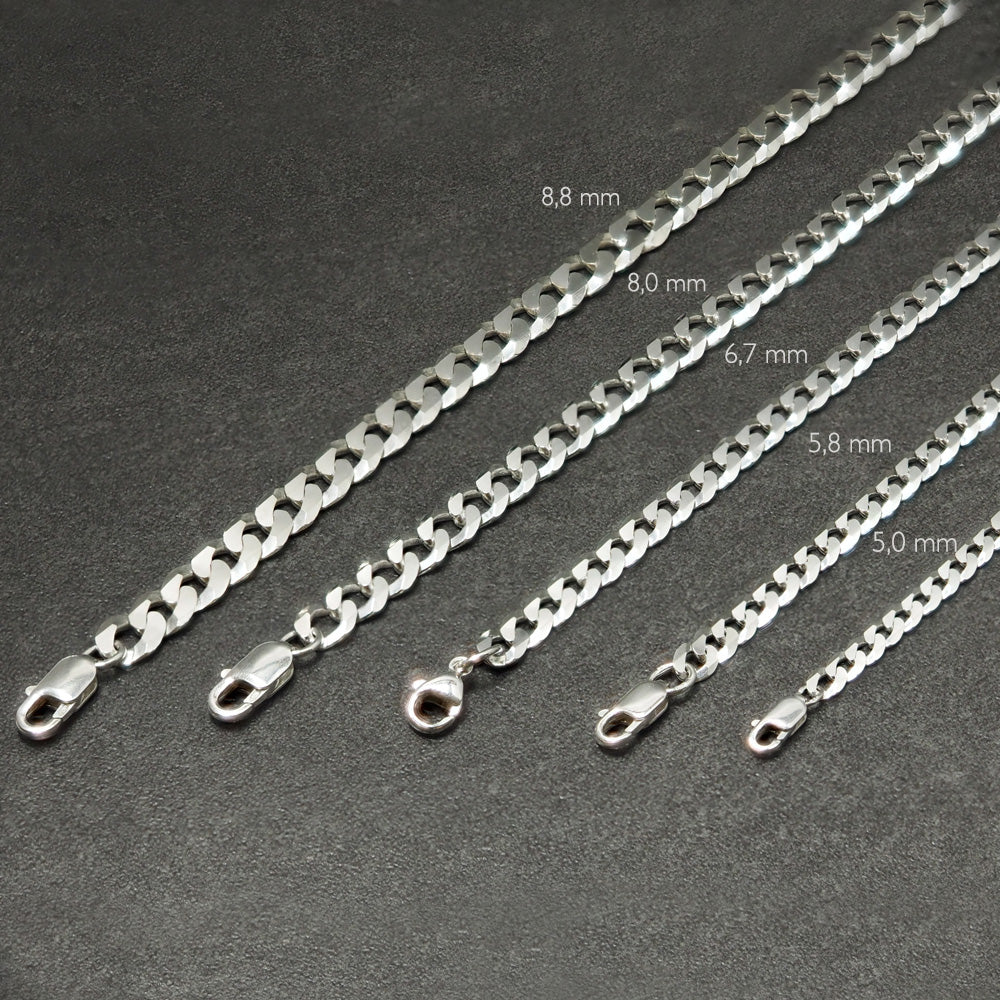 Panzerkette 6,7 mm Flach 925 Sterling Silber ERHA370117