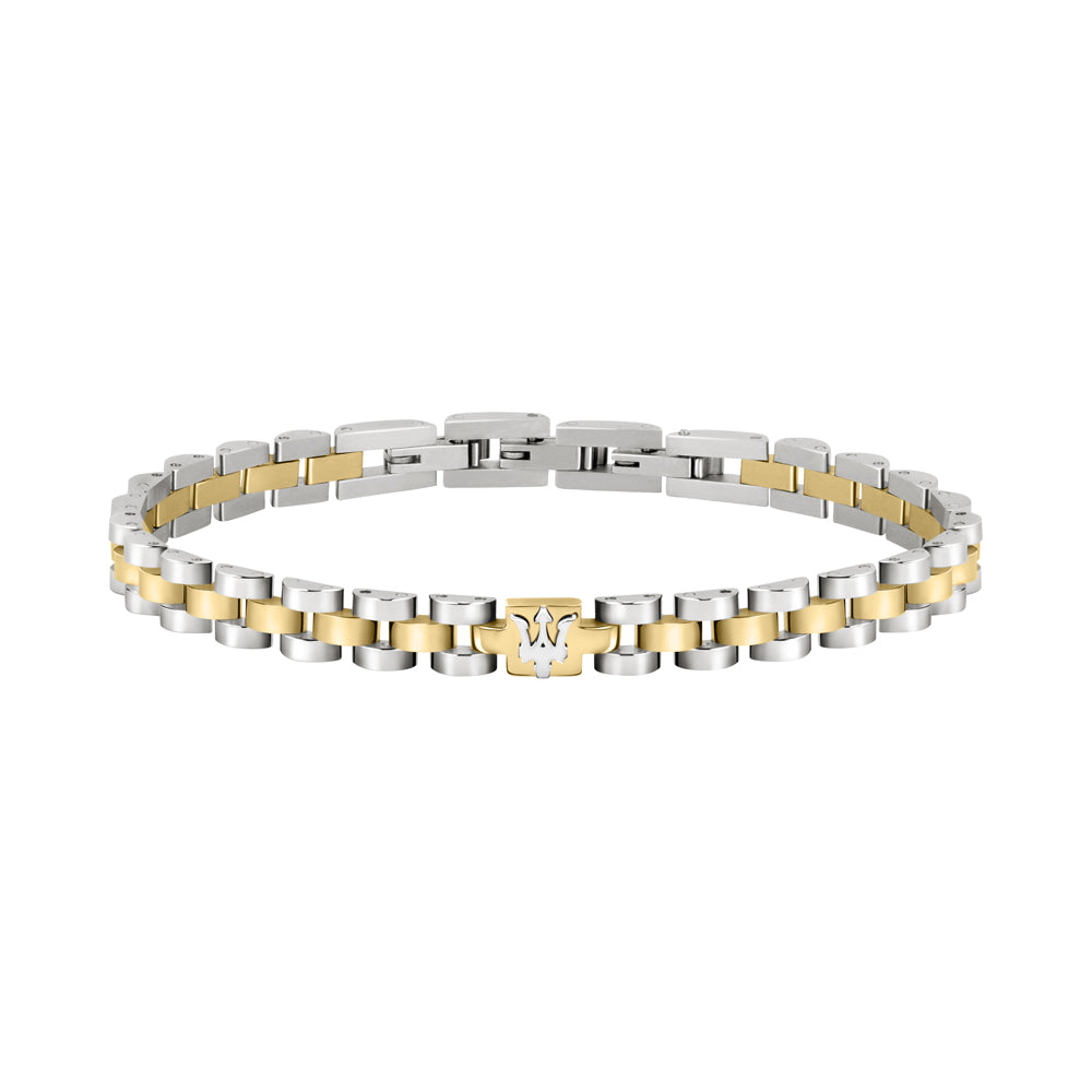 Bicolor Maserati Armband JM320AST09- mit dem 3 zack logo in der mitte des armbandes