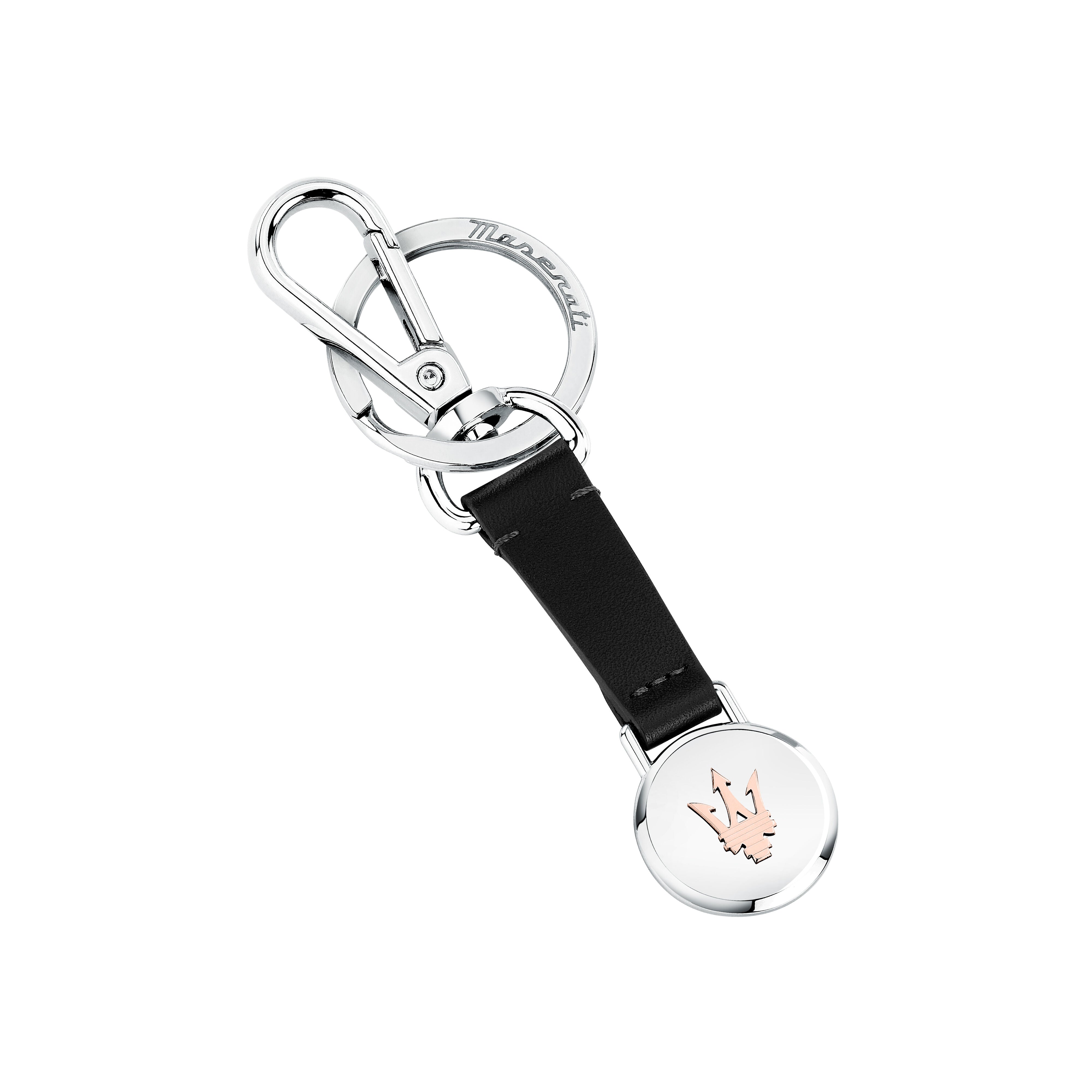 Schlüsselanhänger rosegold Silber Leder mit Karabiner