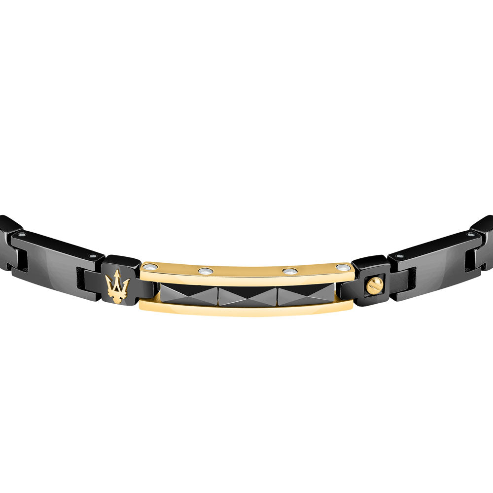 Maserati Herrenarmband Edelstahl Schwarz-Gold – Modell JM224ATZ36