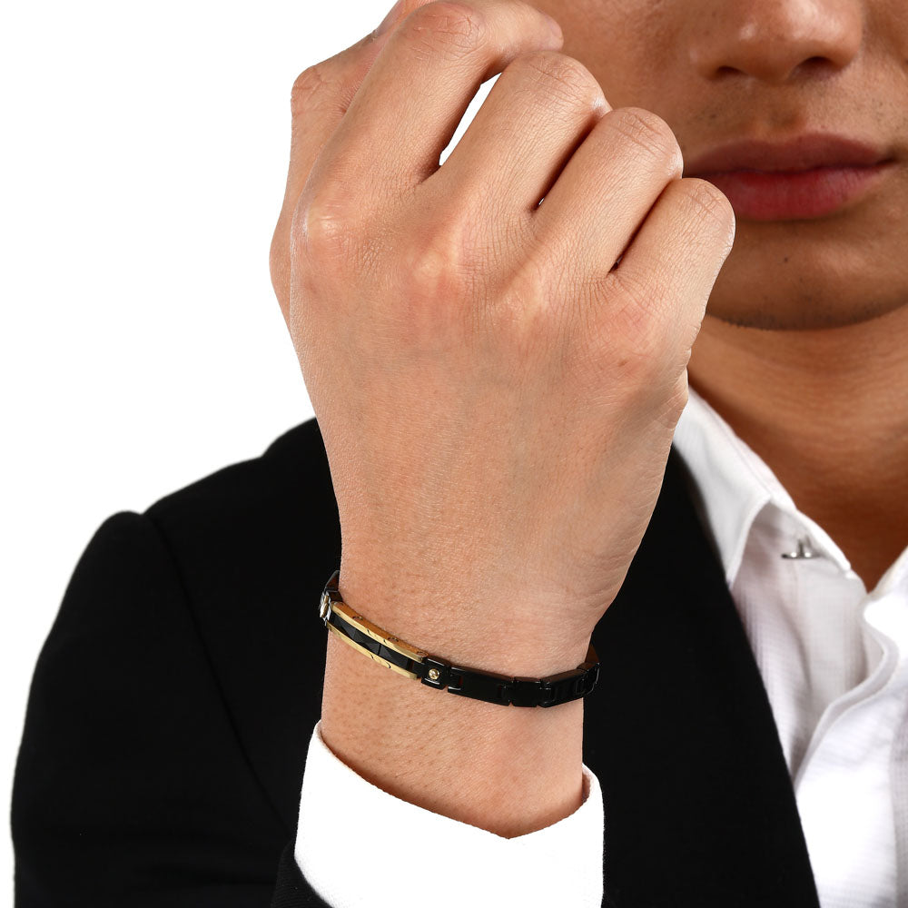 Maserati Herrenarmband Edelstahl Schwarz-Gold – Modell JM224ATZ36