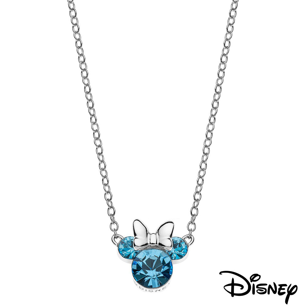 Minnie Mouse Aquamarin Halskette 925 Sterling Silber