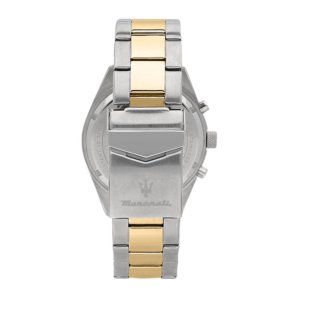 R8853100021 Competizione Maserati rückseite der uhr sicht zur faltschliesse und Maserati Logo