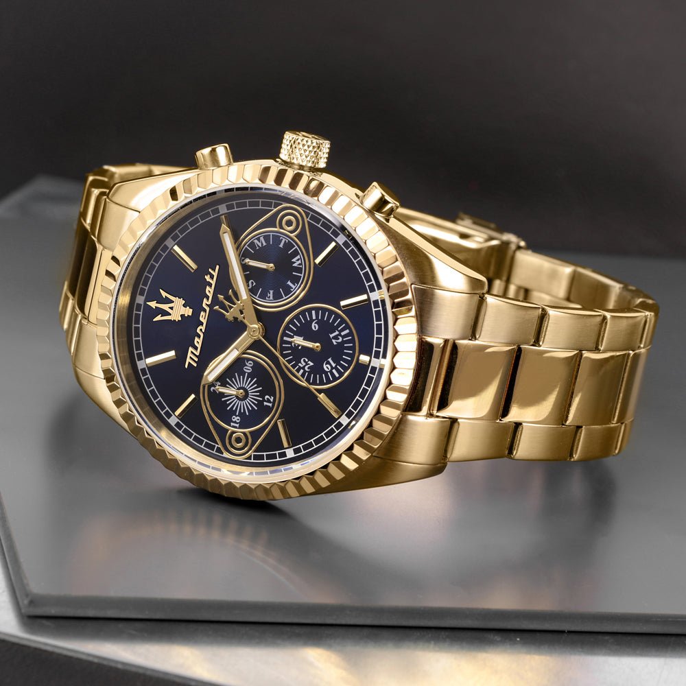 Maserati Competizione Herrenuhr mit goldenen zeigern als imagebild liegend