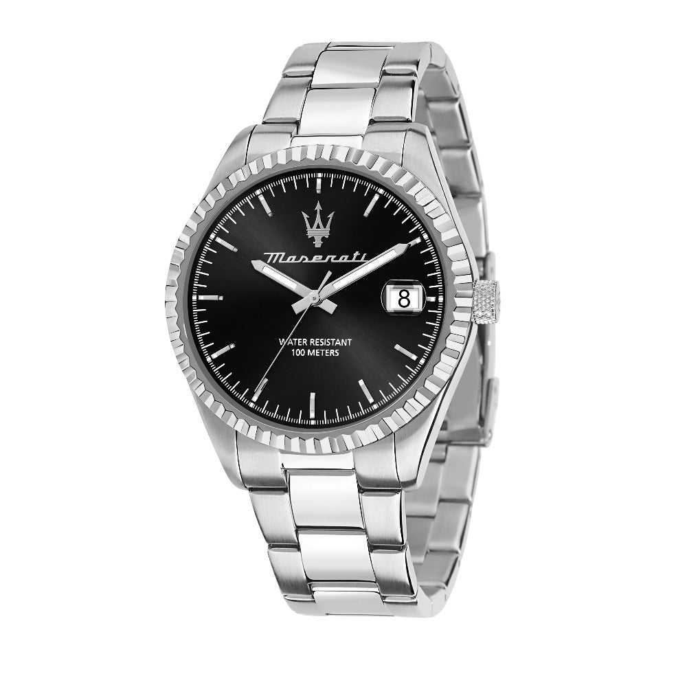 R8853100028 Maserati Armbanduhr mit Datumanzeige mit weissem hintergrund