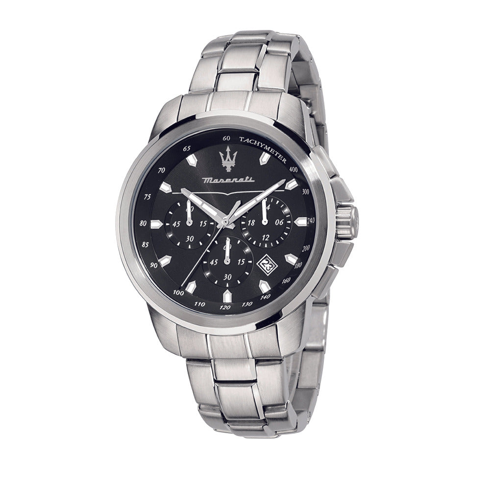 Maserati Edelstahl uhr mit schwarzme ziffernblatt und Datumanzeige und stopuhrchronographen