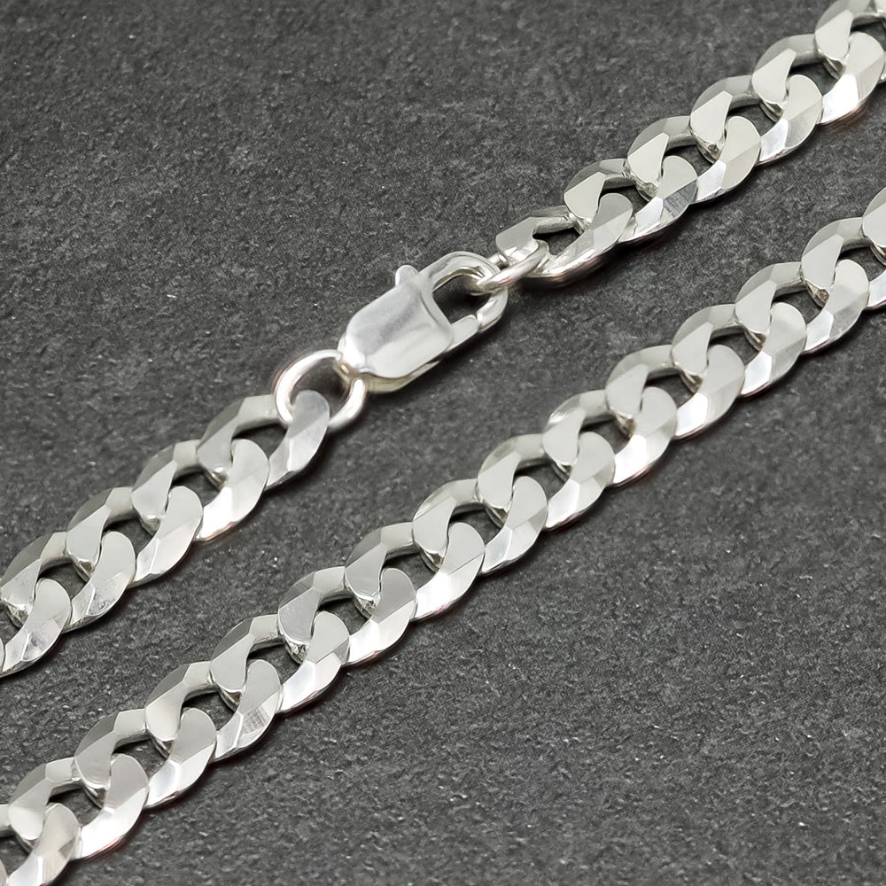 Panzerkette 8,8 mm Flach 925 Sterling Silber ERHA370125