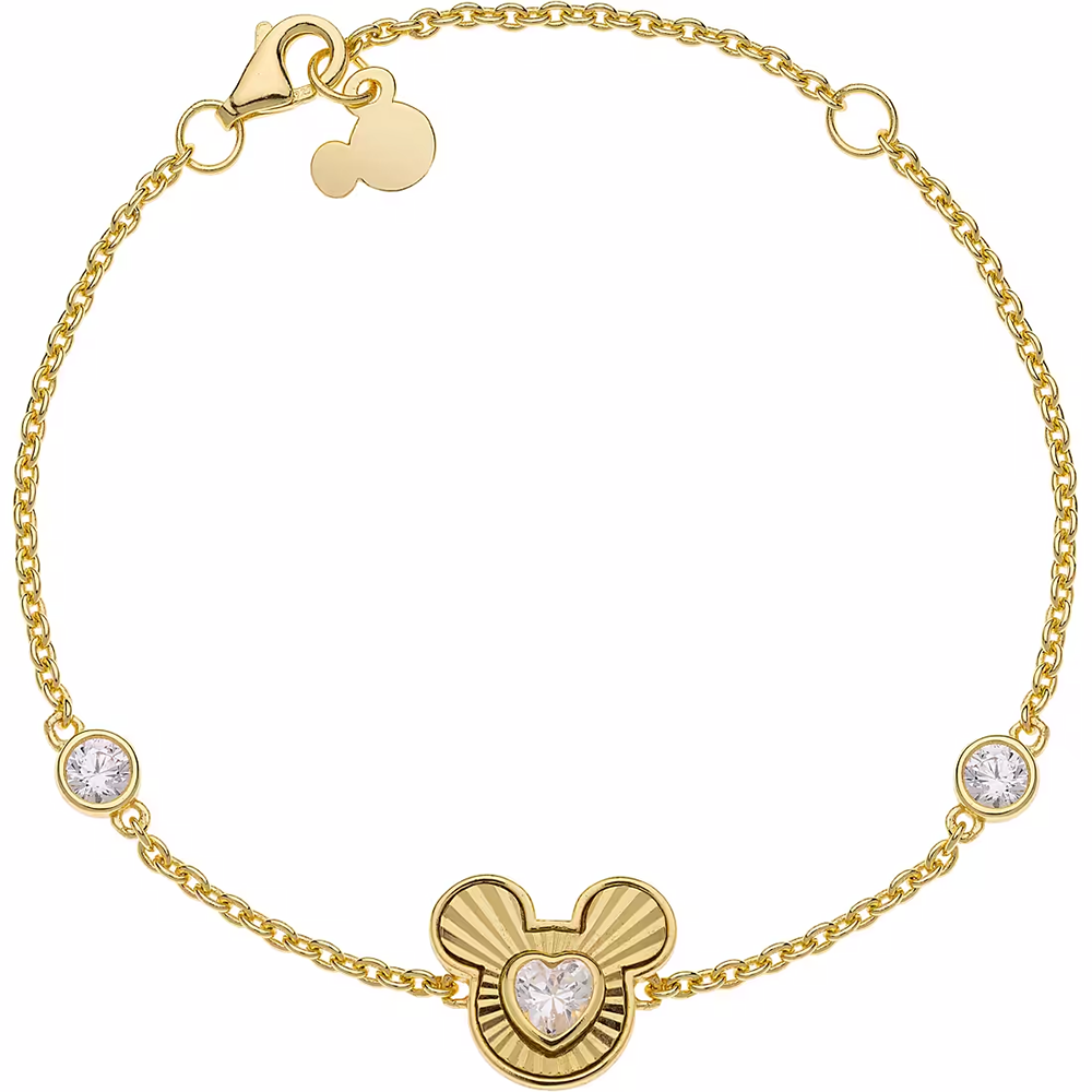 Disney Mickey Mouse Gold Armband mit Herz Steinem im Kopf bs00073yzwl-55.cs
