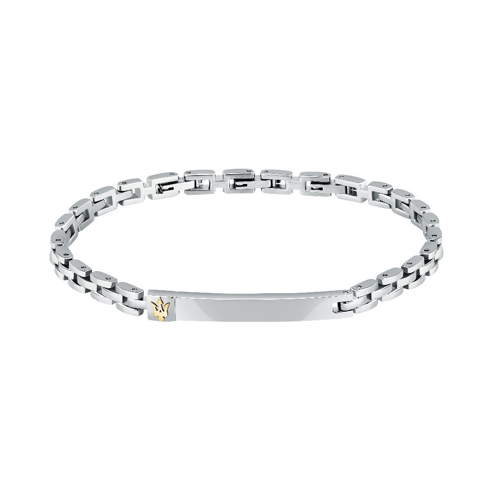 Maserati ID Armband JM324AVD55 aus Edelstahl mit Silber-Schwarz-Optik und ikonischem Dreizack-Logo