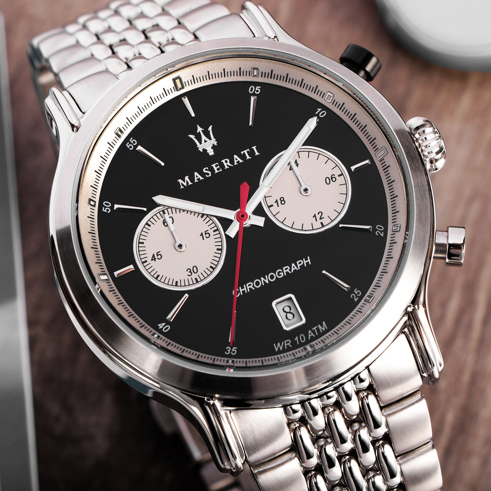 Maserati Legend Uhr r8873638001 mit schwarzem ziffernblatt und datumanzeige