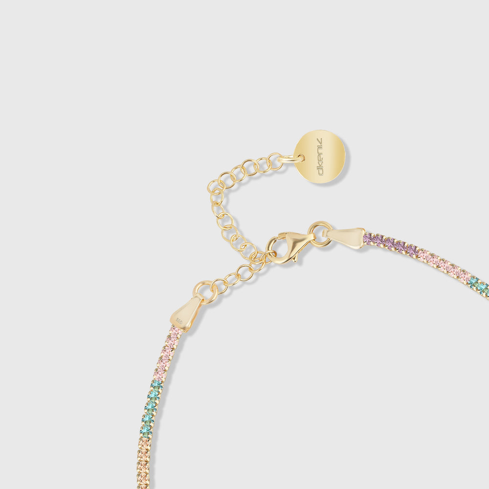 Tennis Armkette Mini Bunt - Gold