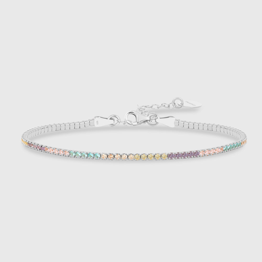Tennis Armkette Mini Bunt - Silber