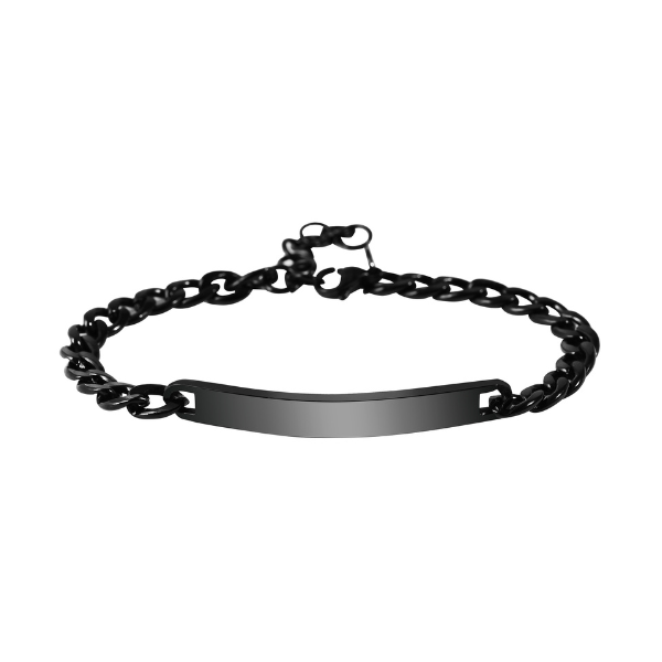 ID Armband Schwarz mit Gravur - Mittel