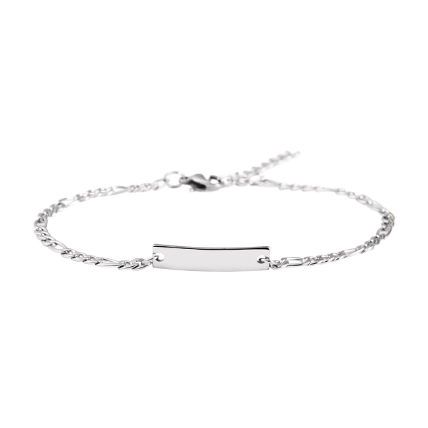 ID Armband Figaro Steel mit Gravur - Schmal