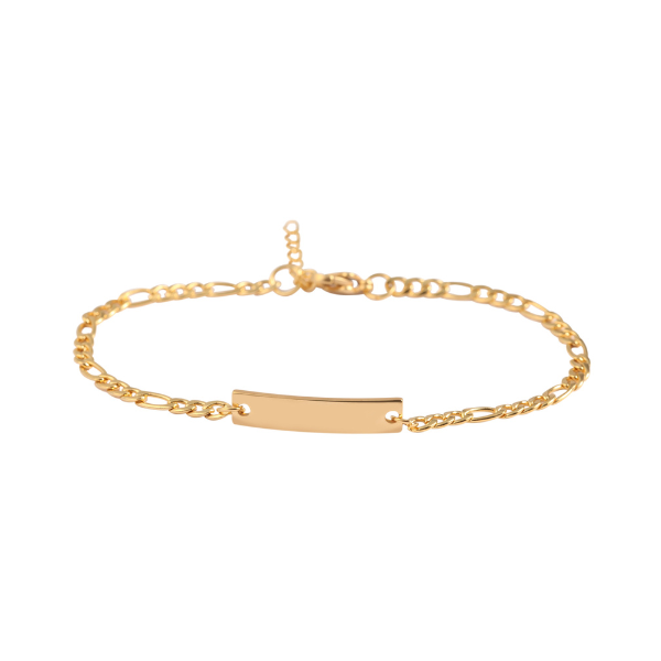 ID Armband Figaro Gold mit Gravur - Schmal