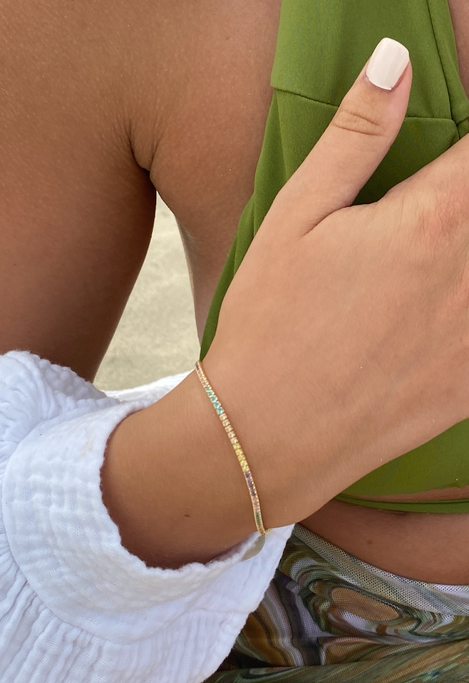 Tennis Armkette Mini Bunt - Gold
