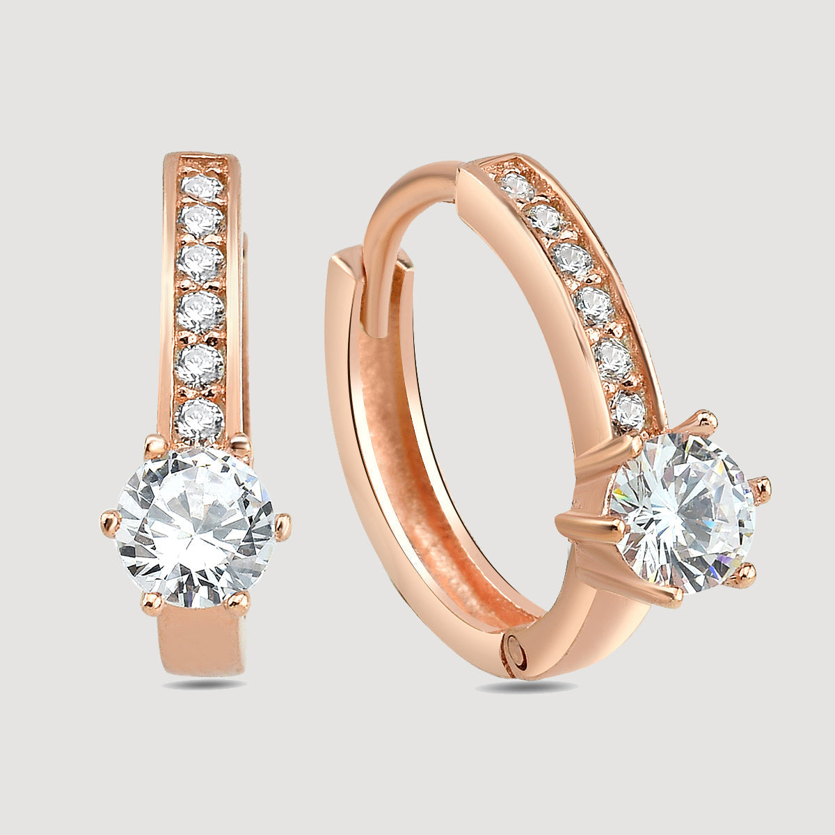 Creolen Shiny Solitaire - Rosé