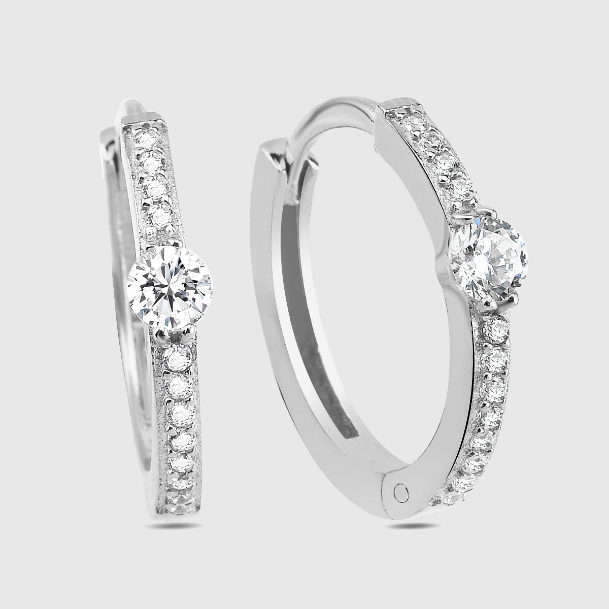 Creolen Solitaire Pave - Silber