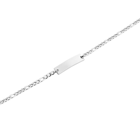 ID Armband Figaro Steel mit Gravur - Schmal