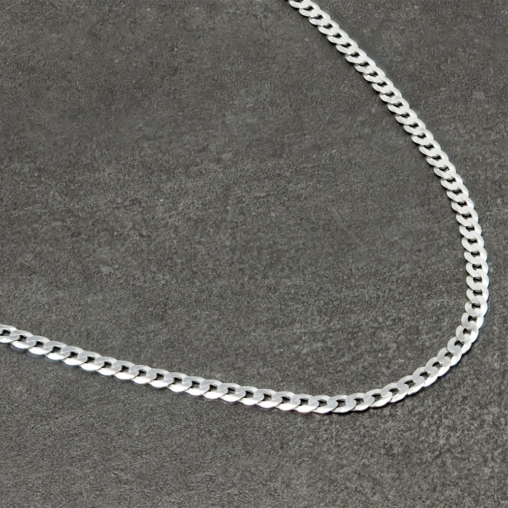 Panzerkette 8 mm Flach 925 Sterling Silber ERHA370122