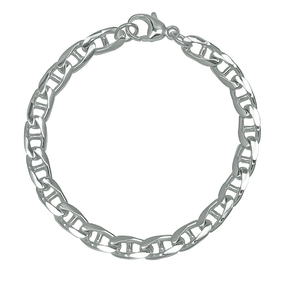 Panzerketten Armband 5,6 mm mit Steg in 925 Sterling Silber