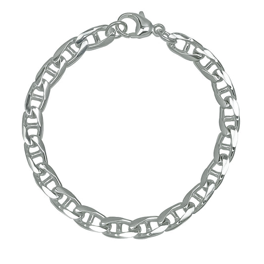 Panzerketten Armband 5,6 mm mit Steg in 925 Sterling Silber