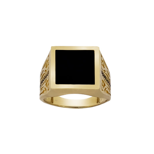 Herrenring mit Onyx in 14 Karat 585 Gold