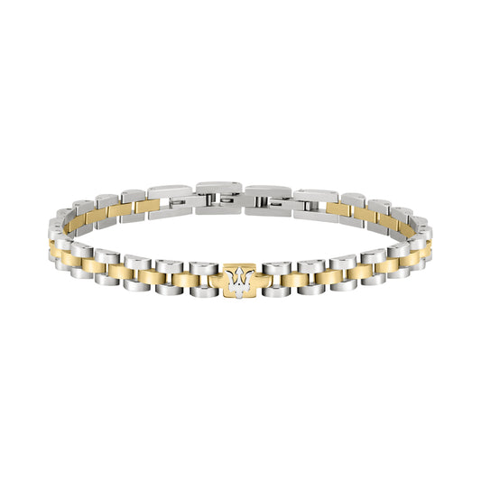 Bicolor Maserati Armband JM320AST09- mit dem 3 zack logo in der mitte des armbandes