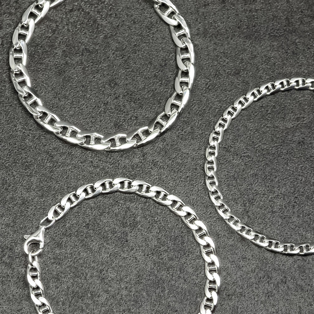 Panzerketten Armband 4,8 mm mit Steg in 925 Sterling Silber