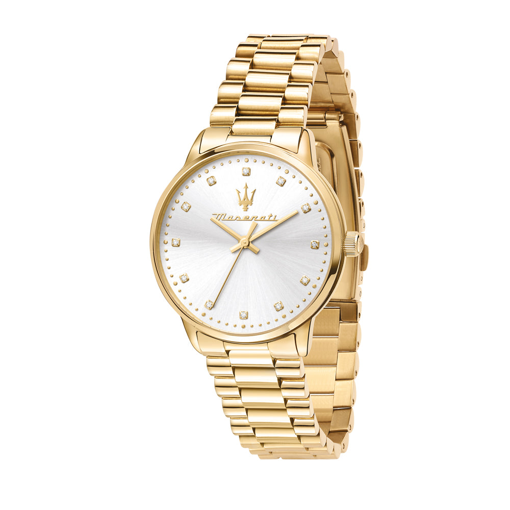 Goldene Damenuhr- Maseratie R8853147503-mit diamanten 