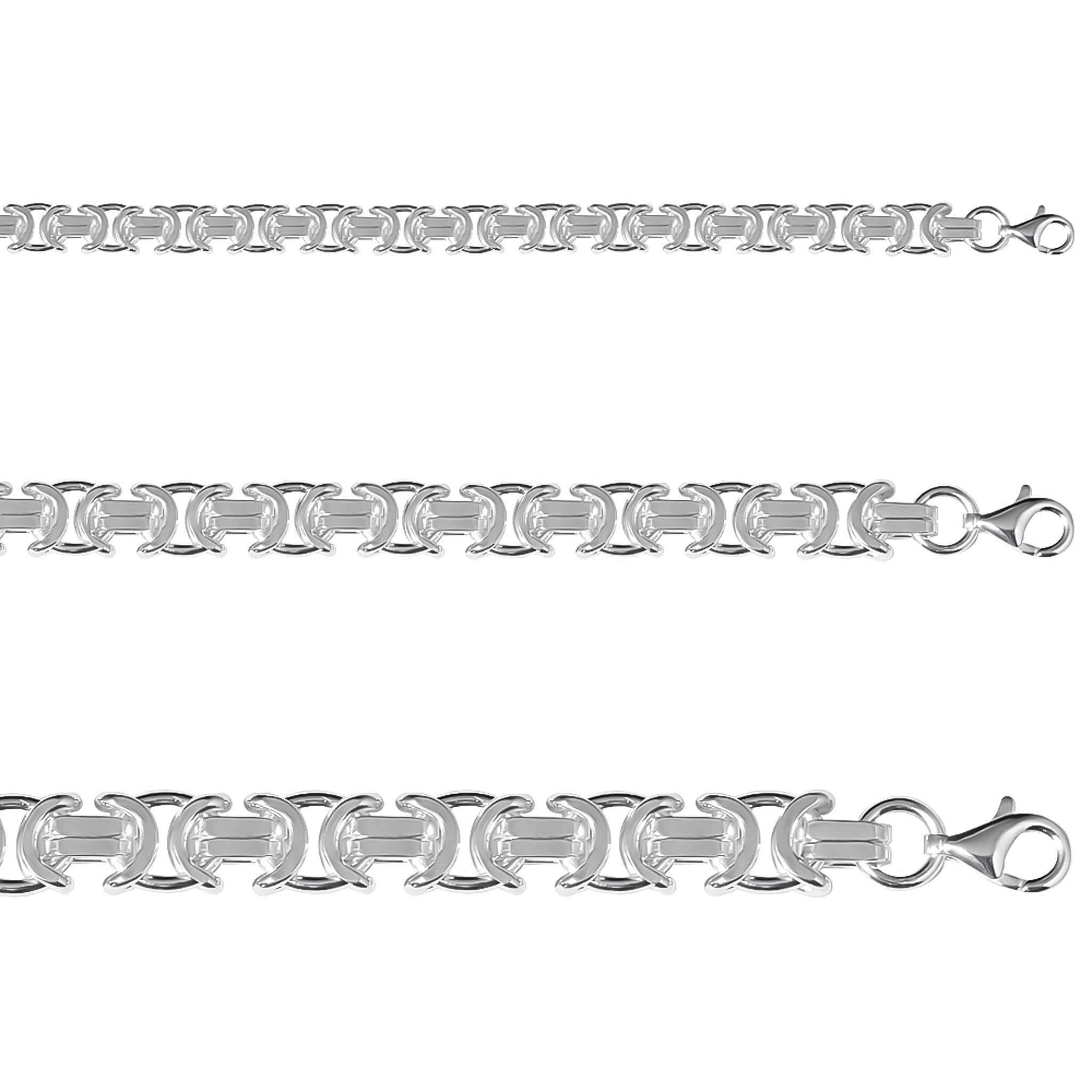 Flache Königskette Etruska 7mm 925 Sterling Silber