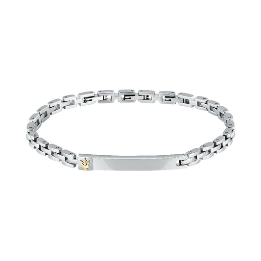 Maserati  ID Armband JM324AVD55 aus Edelstahl mit Silber-Schwarz-Optik und ikonischem Dreizack-Logo