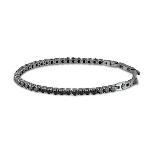Maserati Tennissarmband Jm222AVC06 Tennisarmbband in Edelstahl mit funkelden schhwarzen steinen