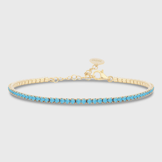 Tennis Türkis Armkette Mini - Gold