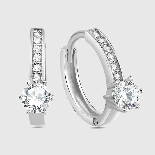 Creolen Shiny Solitaire - Silber