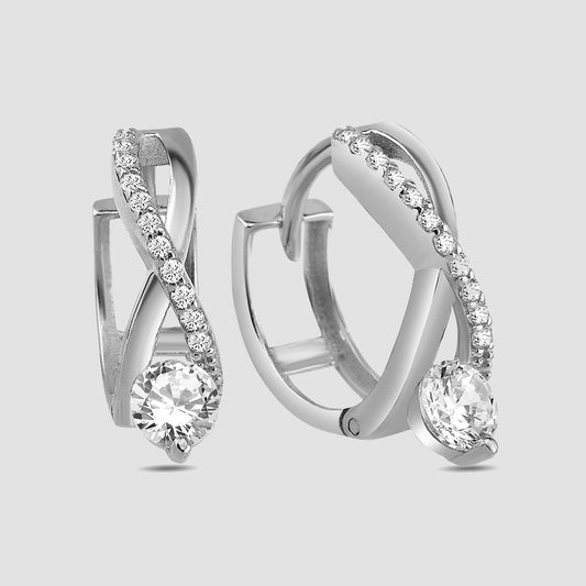 Creolen Unendlichkeit Solitaire - Silber