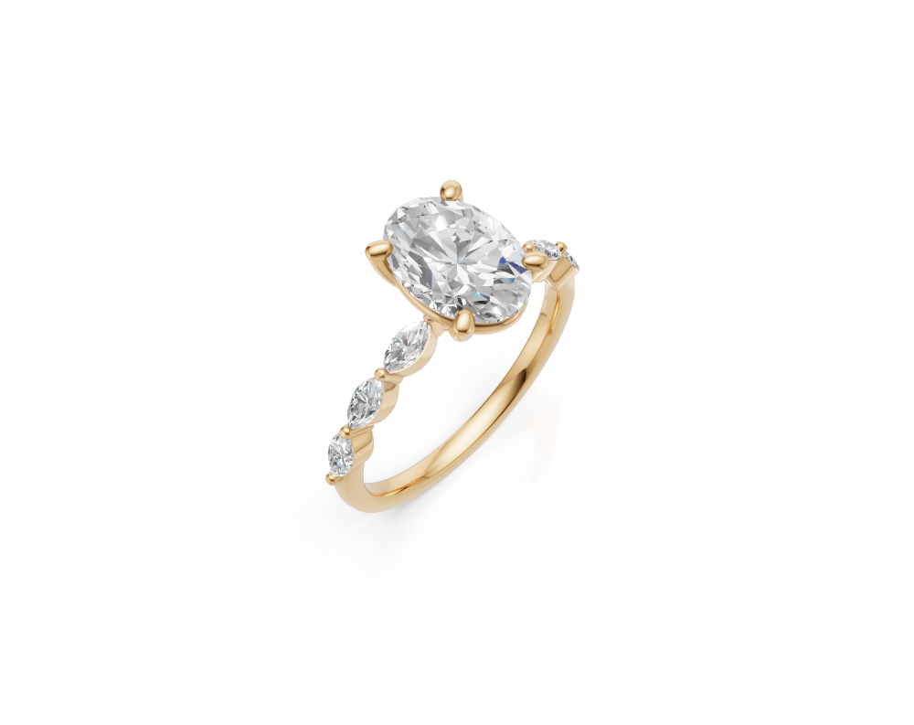 Flora – Oval Verlobungsring 585 / 750 Gold Seitenansicht